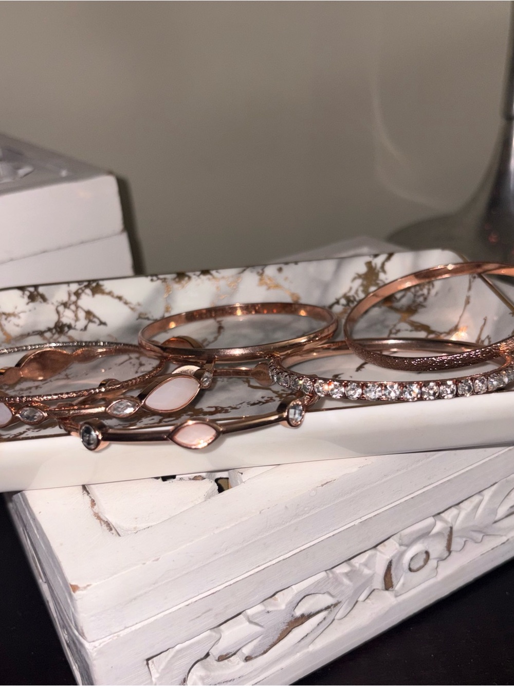 6 Rose Gold Stackable Bangle Bracelets - Picture 5 of 12